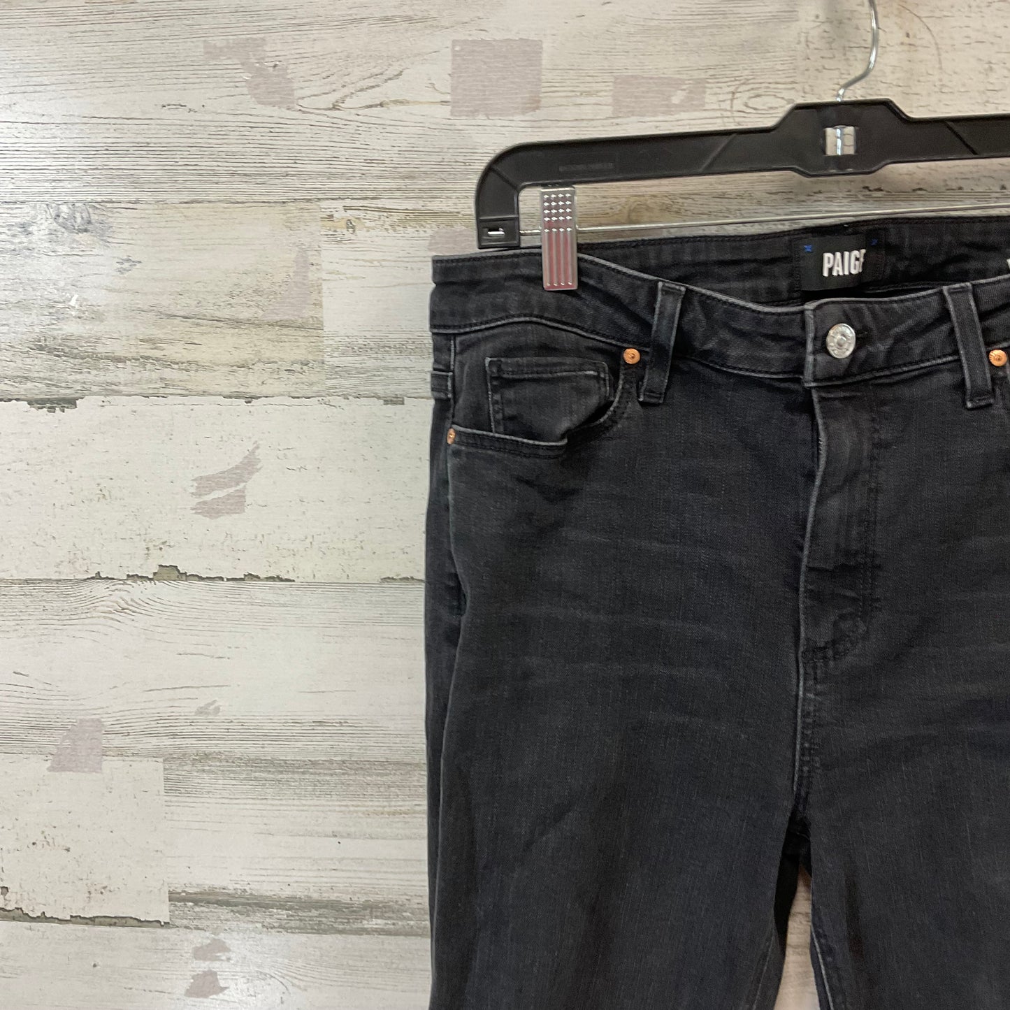 Jeans Straight By Paige In Black Denim, Size: 10