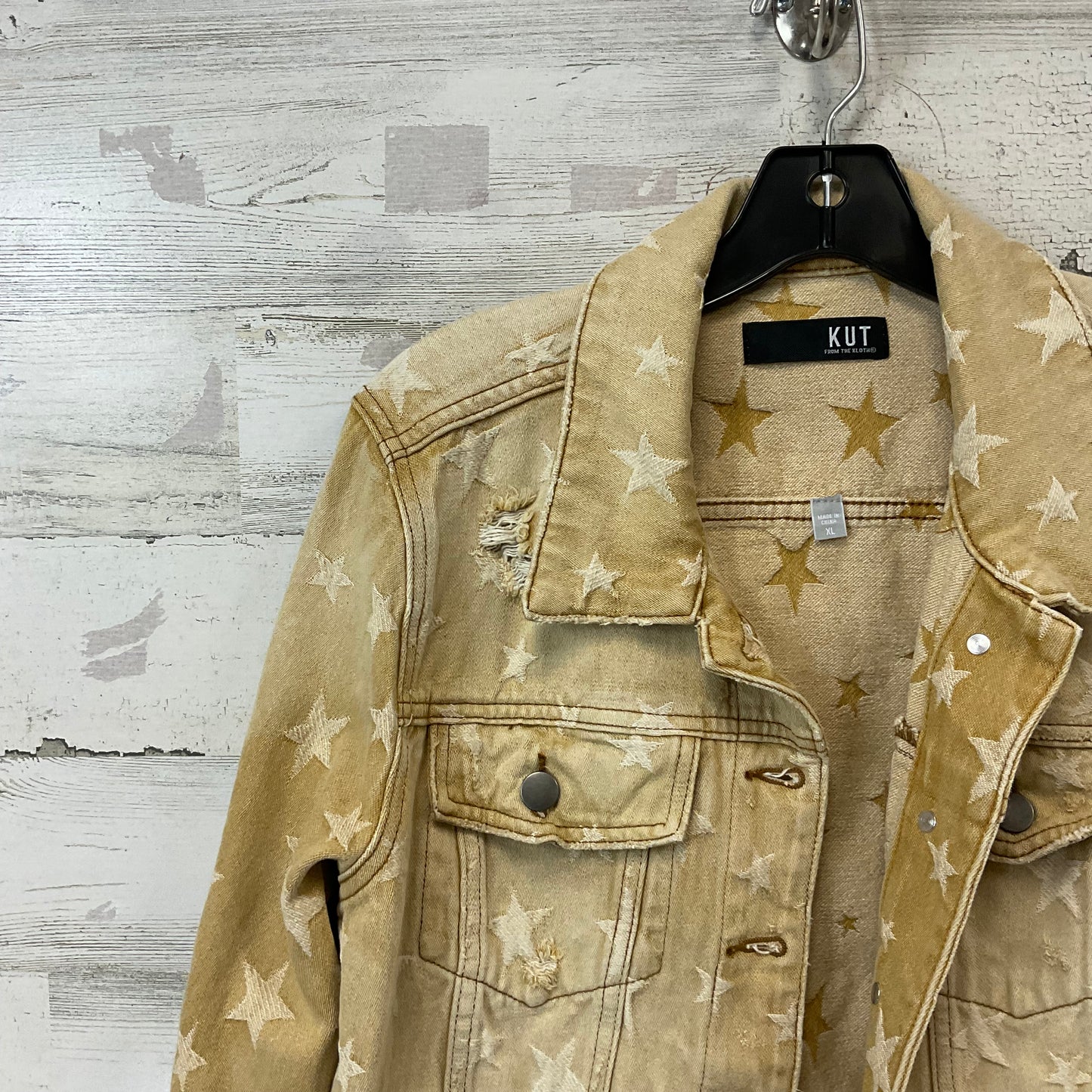 Jacket Denim By Kut In Tan, Size: Xl