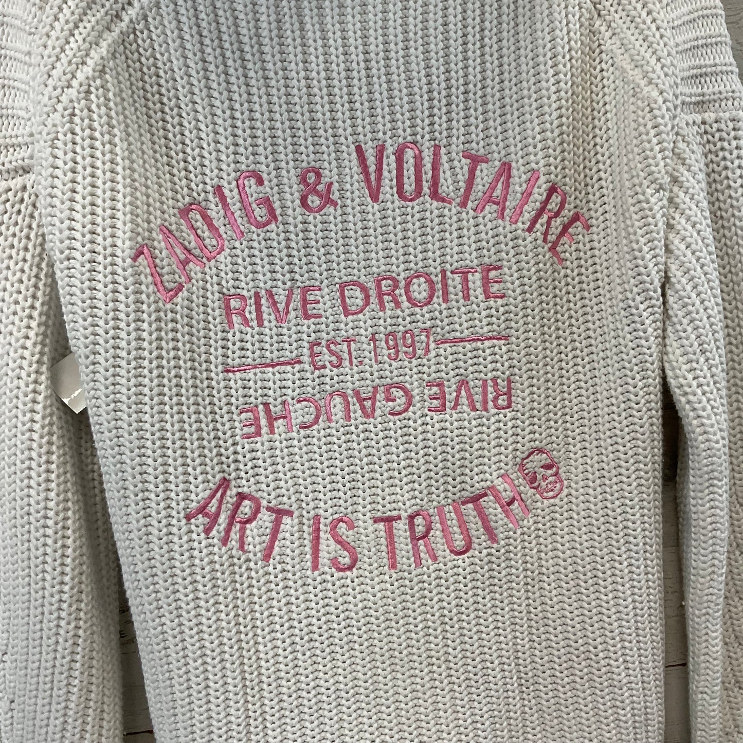 Sweater Cardigan Designer By Zadig And Voltaire In White, Size: Xs/ S