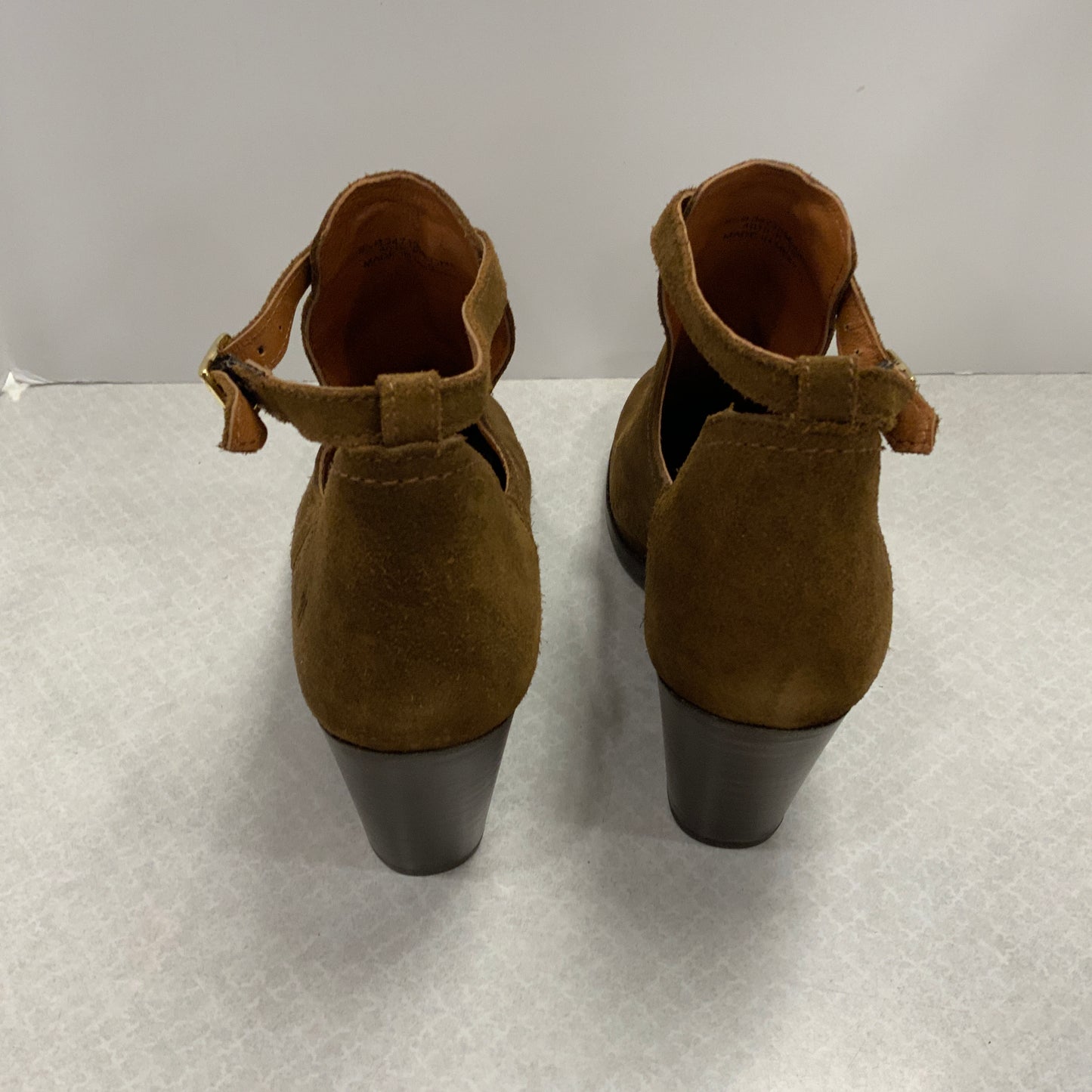 Boots Ankle Heels By Frye In Brown, Size: 9.5