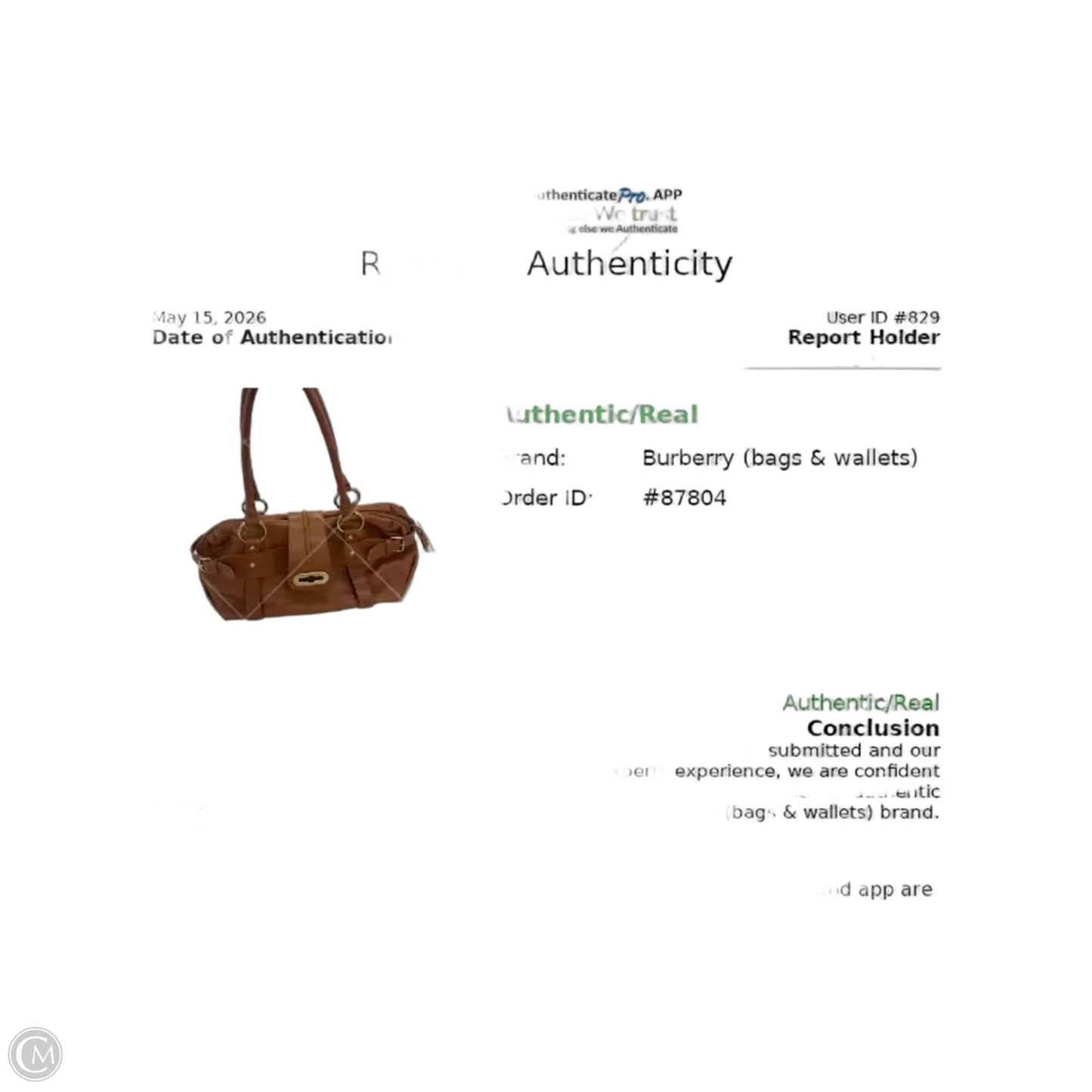 Handbag Luxury Designer By Burberry, Size: Large