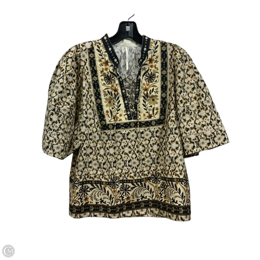 Blouse Short Sleeve By Anthropologie In Brown, Size: M