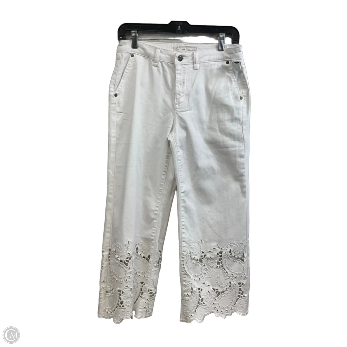 Jeans Cropped By Cato In White Denim, Size: 4