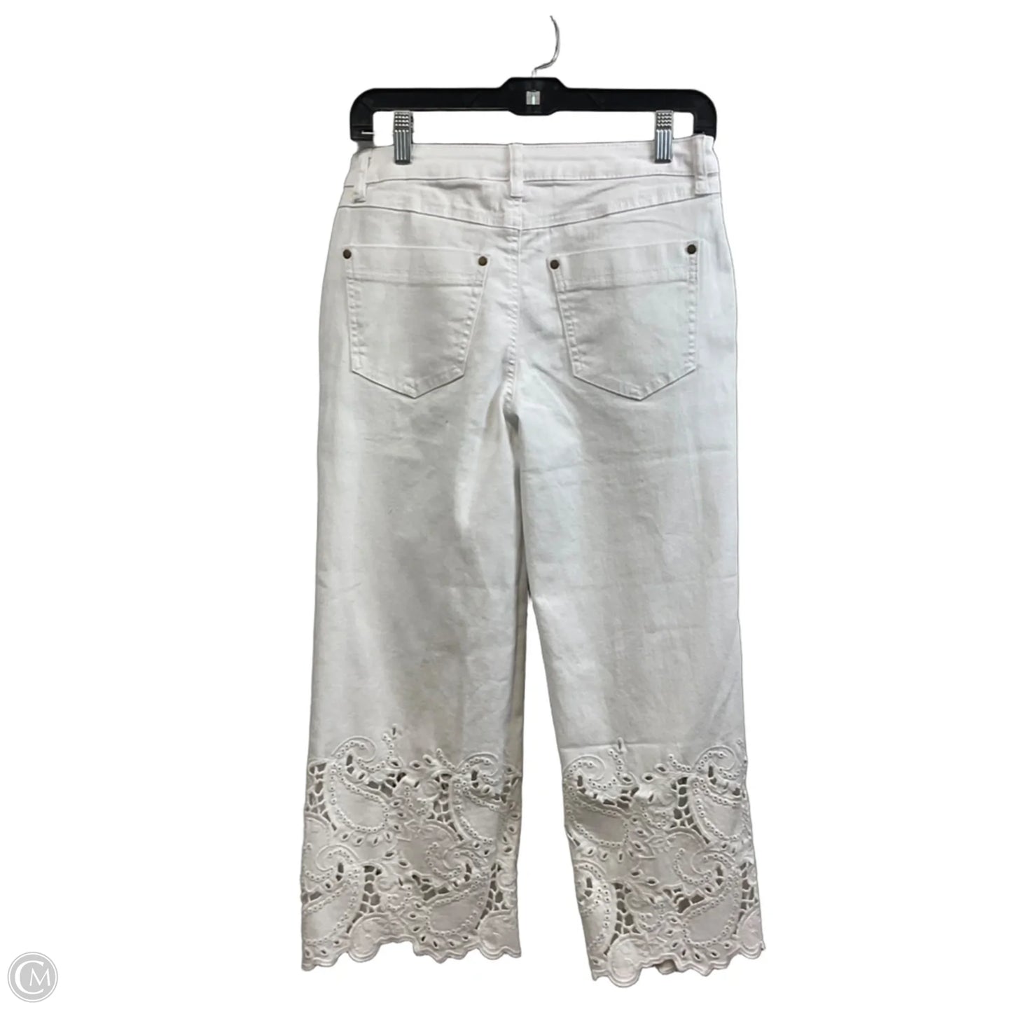 Jeans Cropped By Cato In White Denim, Size: 4