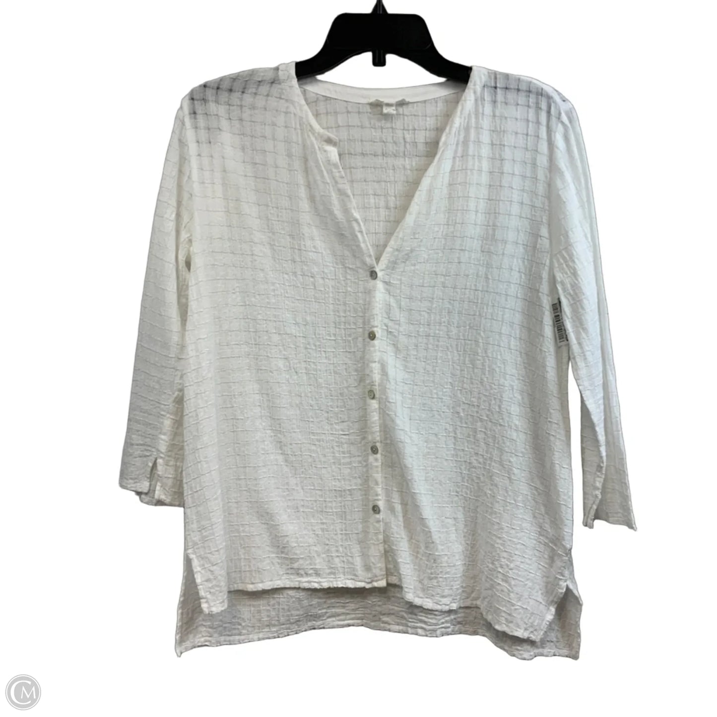 Blouse 3/4 Sleeve By Eileen Fisher In White, Size: Xxs