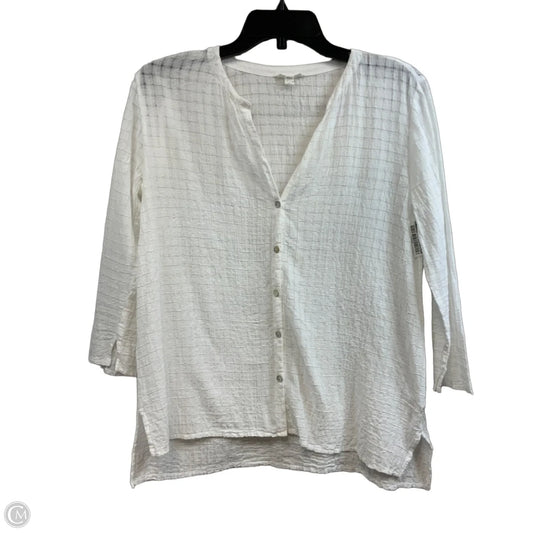 Blouse 3/4 Sleeve By Eileen Fisher In White, Size: Xxs