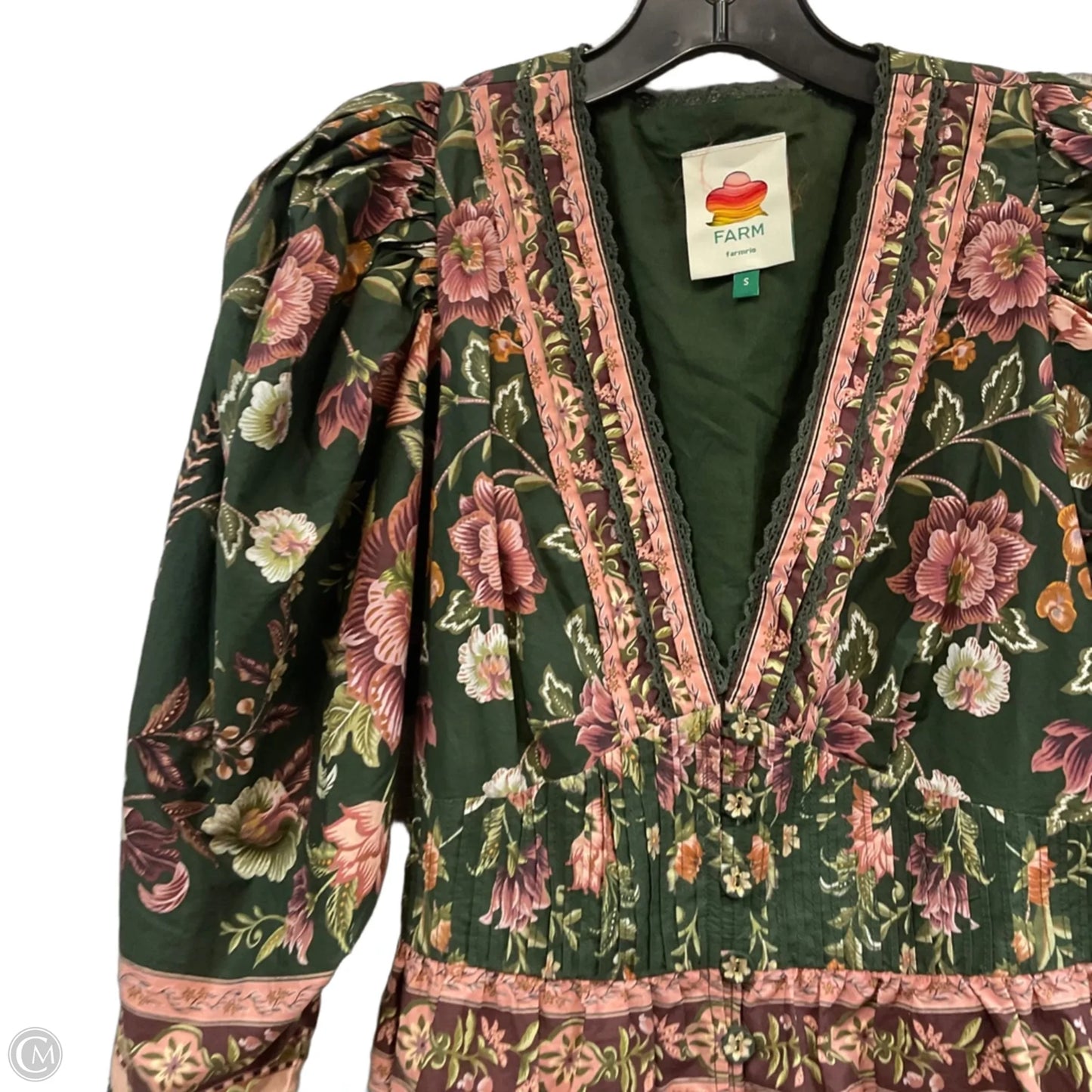 Blouse 3/4 Sleeve By Farm Rio In Green, Size: S