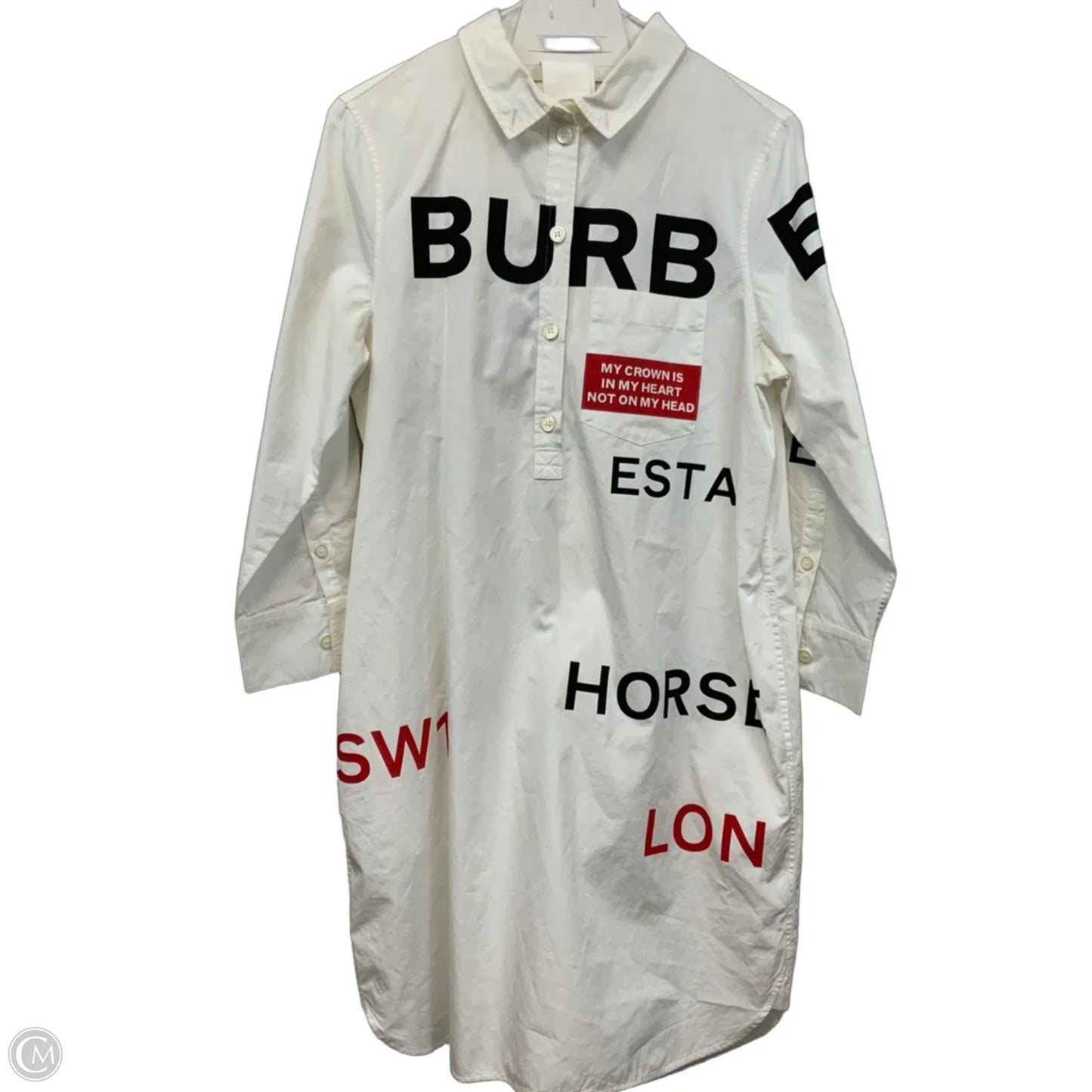 Dress Luxury Designer By Burberry In White, Size: M