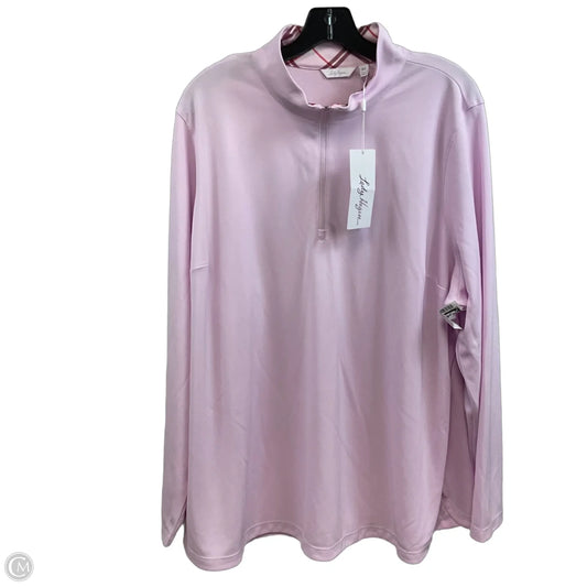 Athletic Top Long Sleeve Collar By Lady Hagen In Pink, Size: 3x