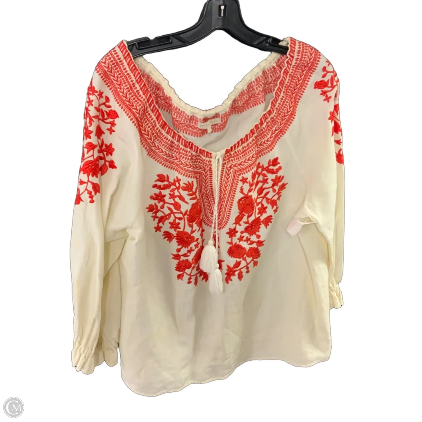 Blouse 3/4 Sleeve By ANN MASHBURN In Cream, Size: M
