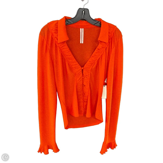 Blouse Long Sleeve By Anthropologie In Orange, Size: M