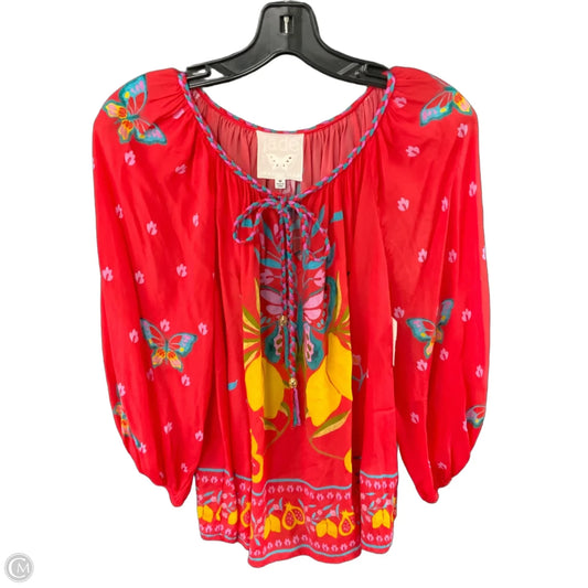 Blouse 3/4  Sleeve By Johnny Was In Red, Size: M