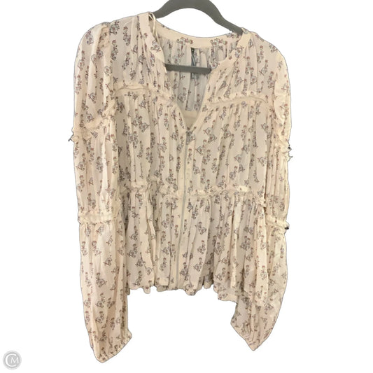 Blouse Long Sleeve By Anthropologie In Beige, Size: Xl