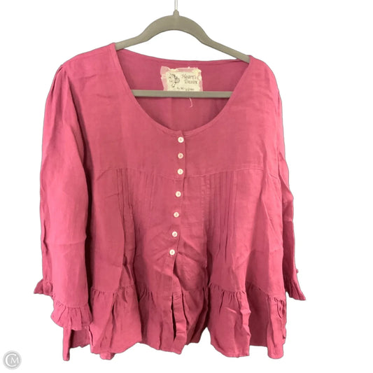 Blouse 3/4 Sleeve By HEARTS DESIRE BY MARY GRACE In Pink, Size: Xl