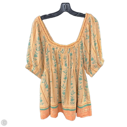 Blouse Short Sleeve By Free People In Brown, Size: M