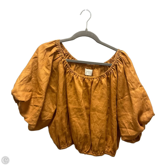 Blouse Short Sleeve By DISSH In Brown, Size: M