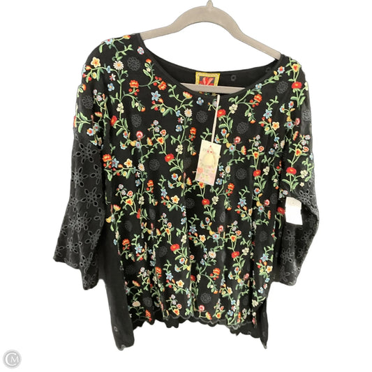 Blouse 3/4 Sleeve By Johnny Was In Black, Size: Lp