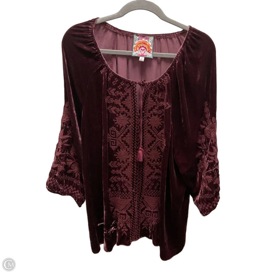 Blouse 3/4 Sleeve By Johnny Was In Purple, Size: Xl