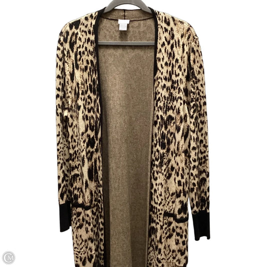 Sweater Cardigan By Chicos In Animal Print, Size: L