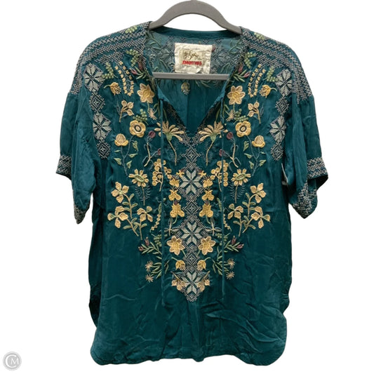 Blouse Short Sleeve By Johnny Was In Green, Size: Xs
