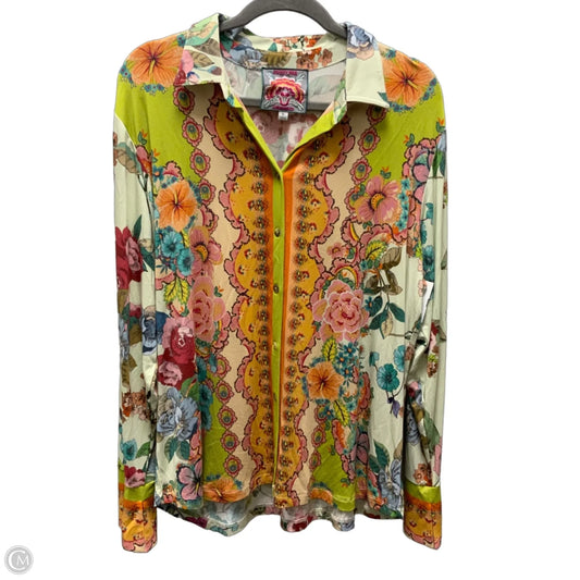Blouse Long Sleeve By Johnny Was In Green, Size: Xl