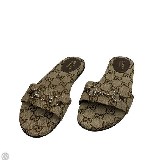 Shoes Luxury Designer By Gucci In Brown, Size: 8