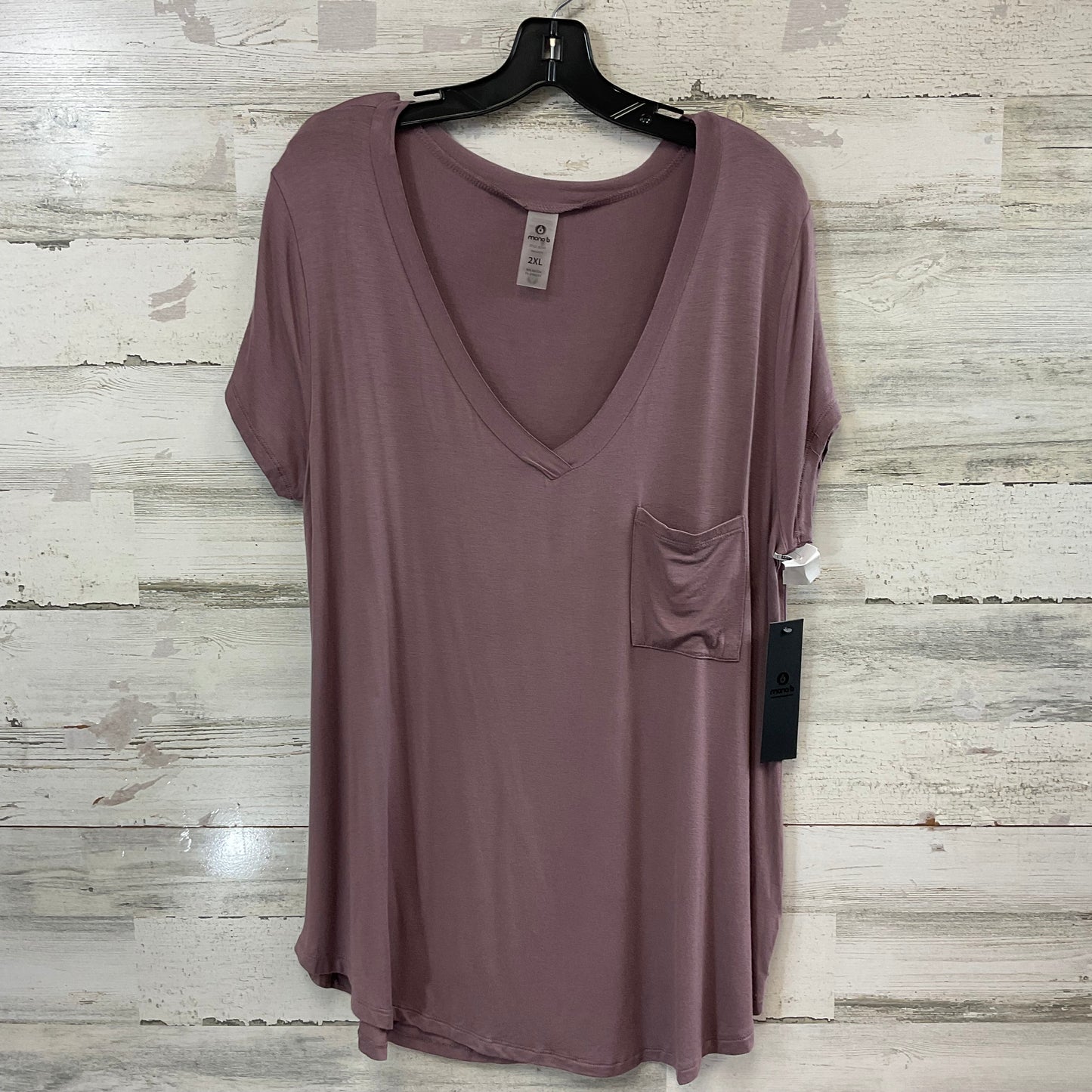 Top Short Sleeve Basic By Mono B In Mauve, Size: 2x