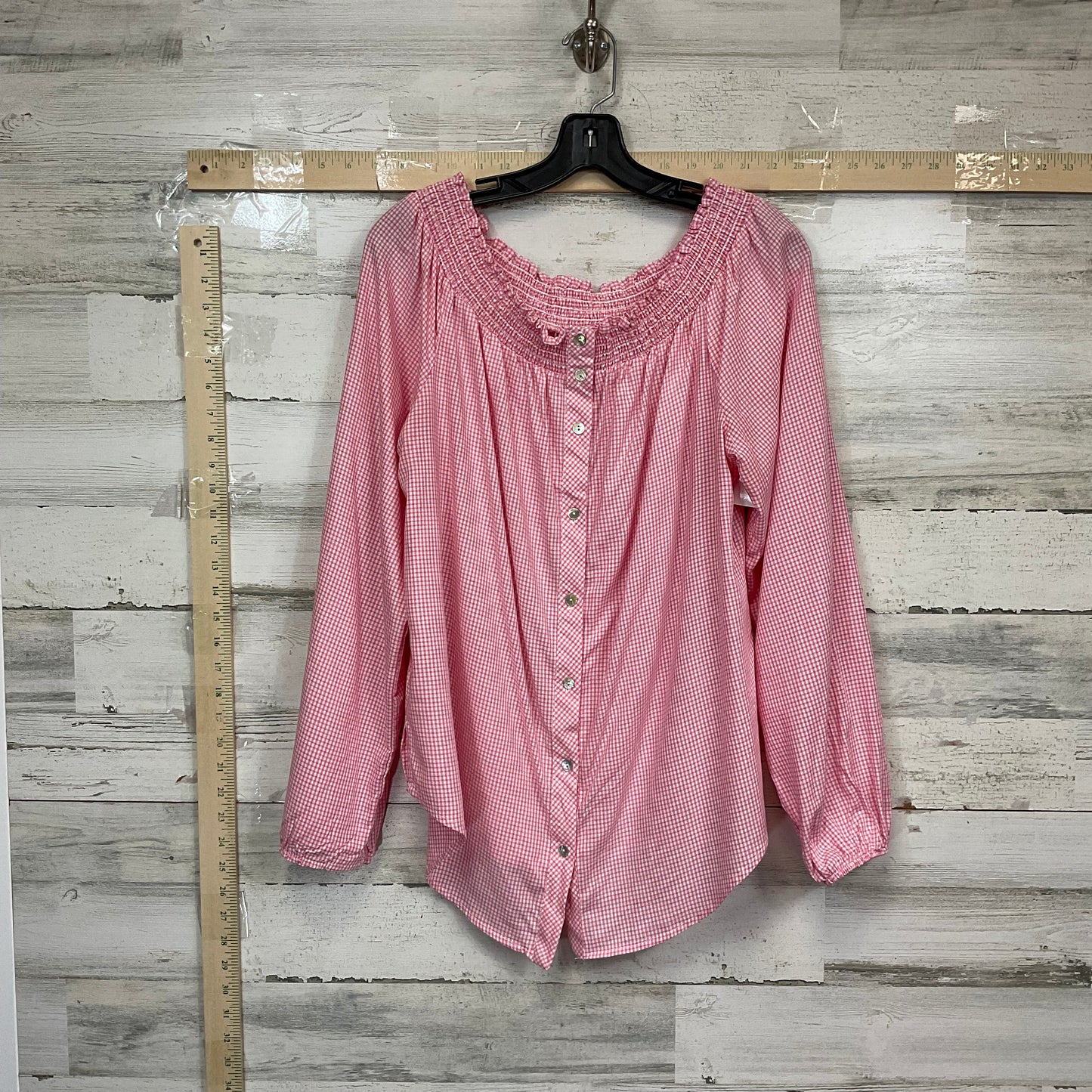 Top Long Sleeve By Bloomfield In Pink & White, Size: Xl