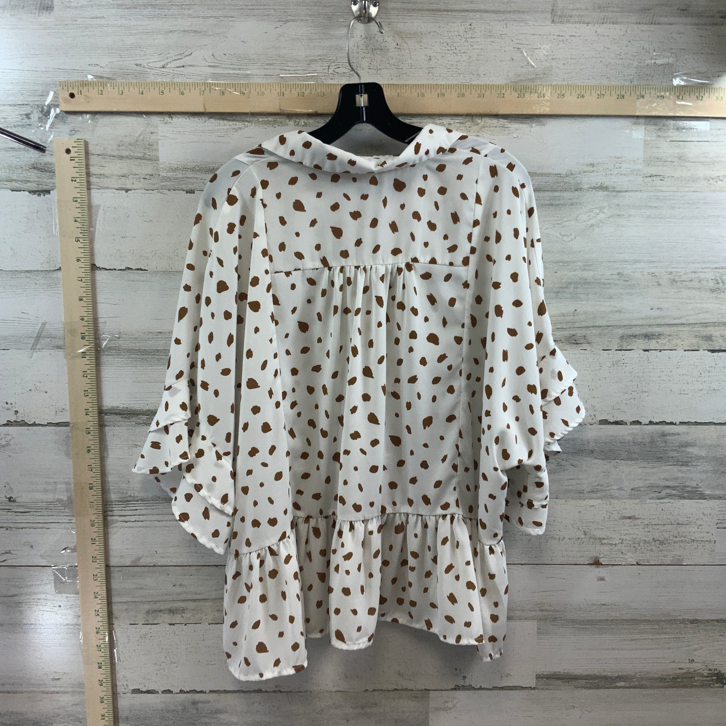 Brown & White Blouse Short Sleeve Umgee, Size M