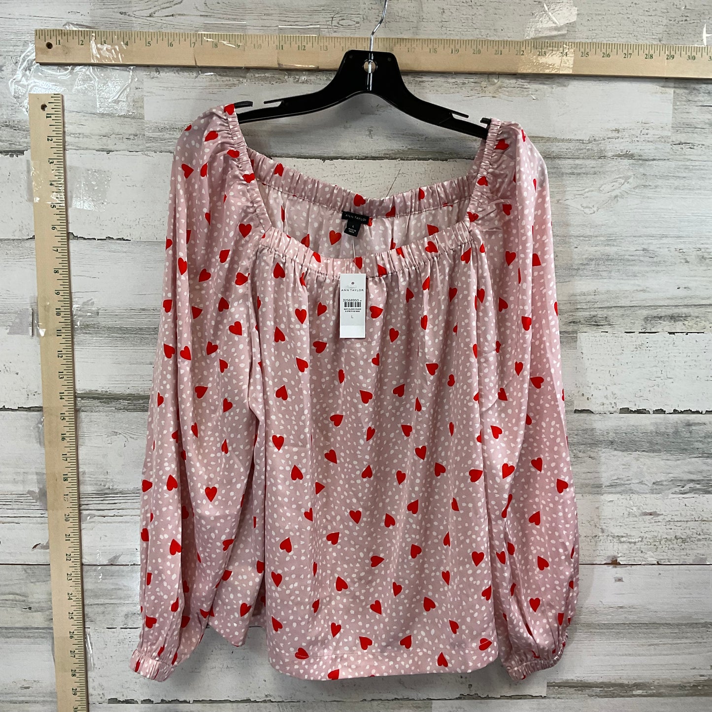 Top Long Sleeve By Ann Taylor In Pink & Red, Size: L