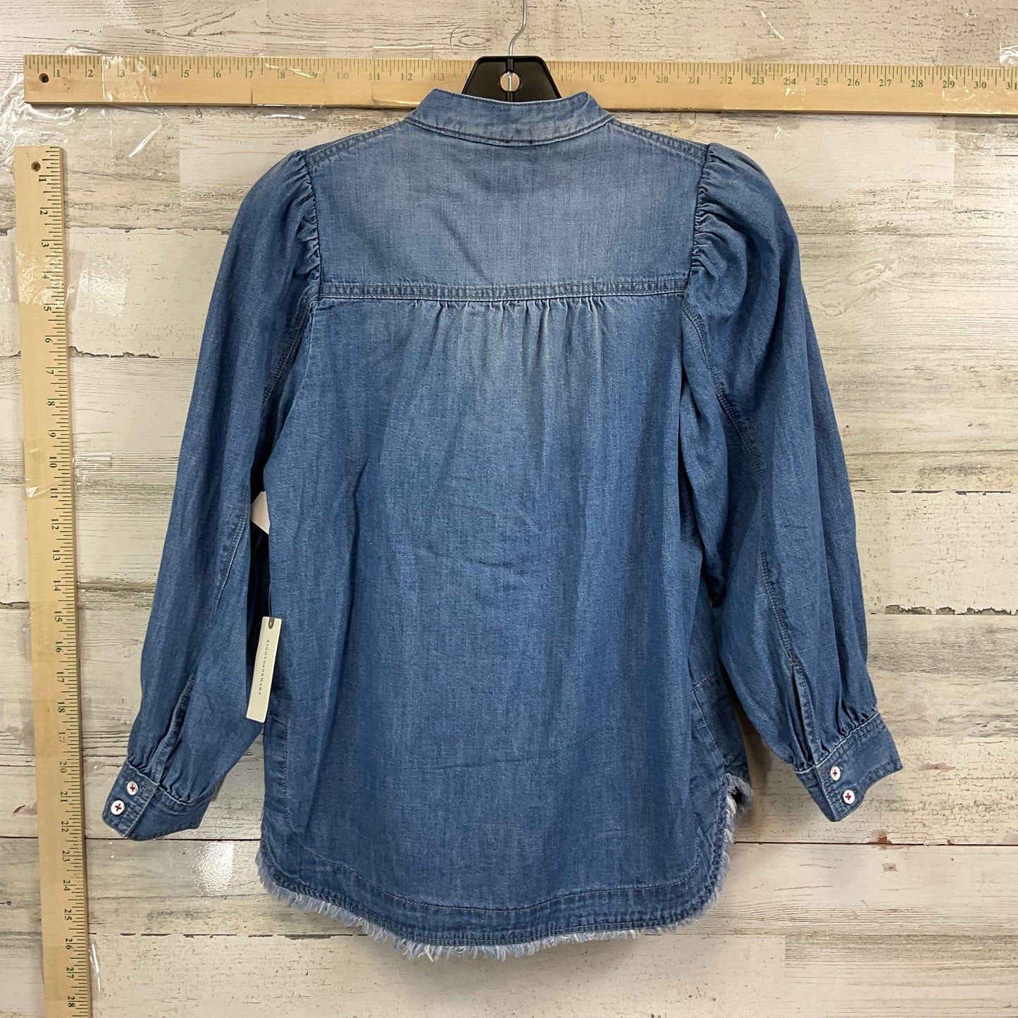 Blue Denim Blouse Long Sleeve Pilcro, Size Xxs