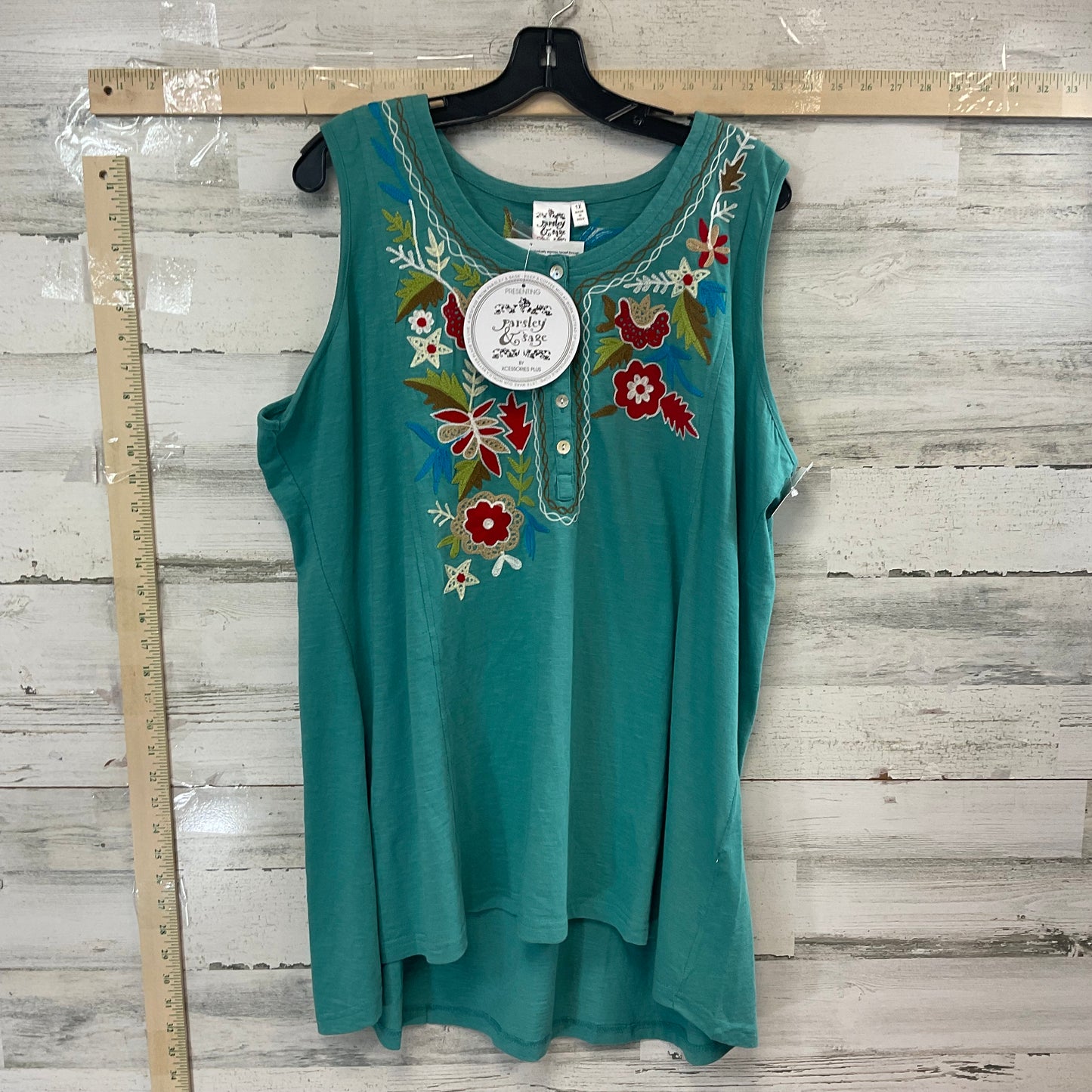 Green Top Sleeveless Parsley & Sage, Size 1x