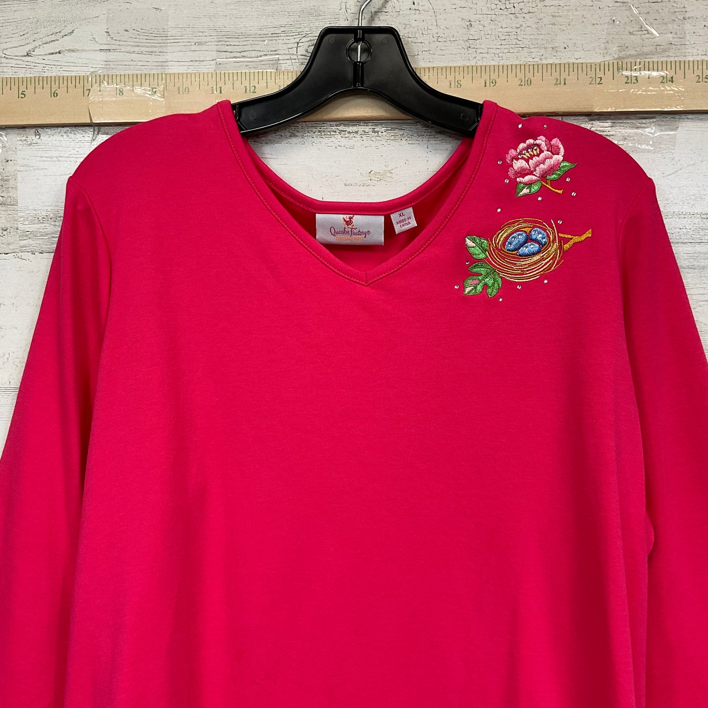 Top 3/4 Sleeve By Quaker Factory In Pink, Size: Xl