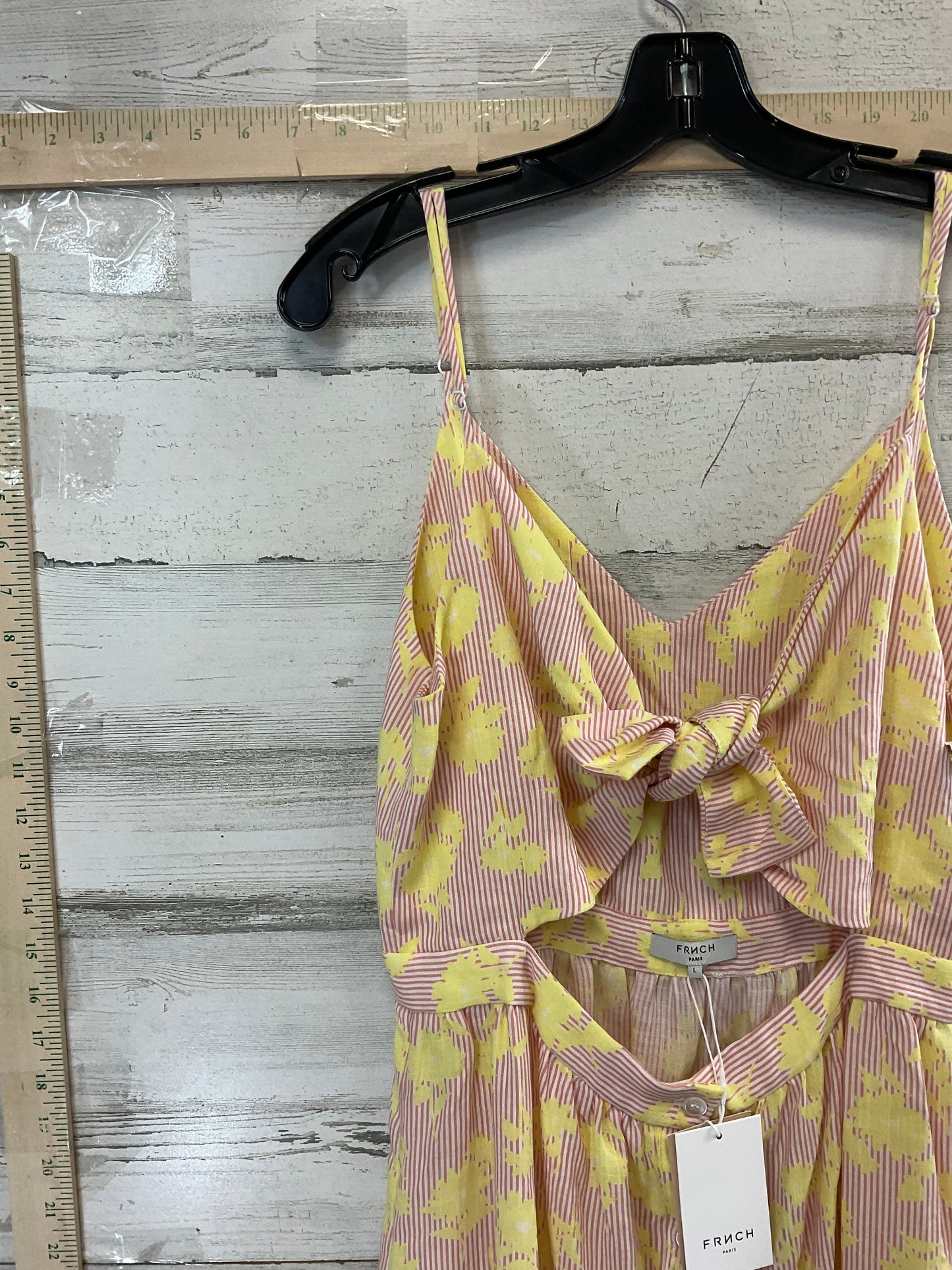 Pink & Yellow Dress Casual Midi FRNCH, Size L