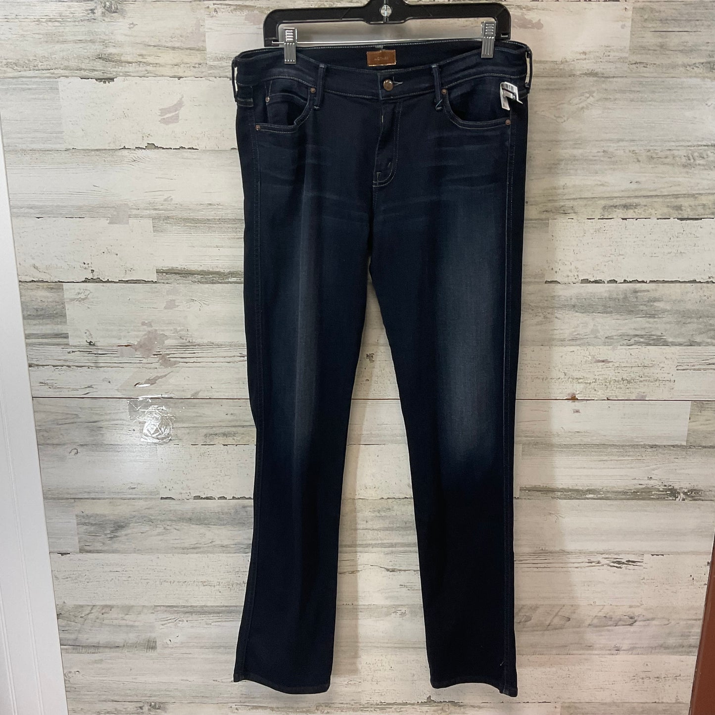 Jeans Straight By Mother Jeans In Blue Denim, Size: 14