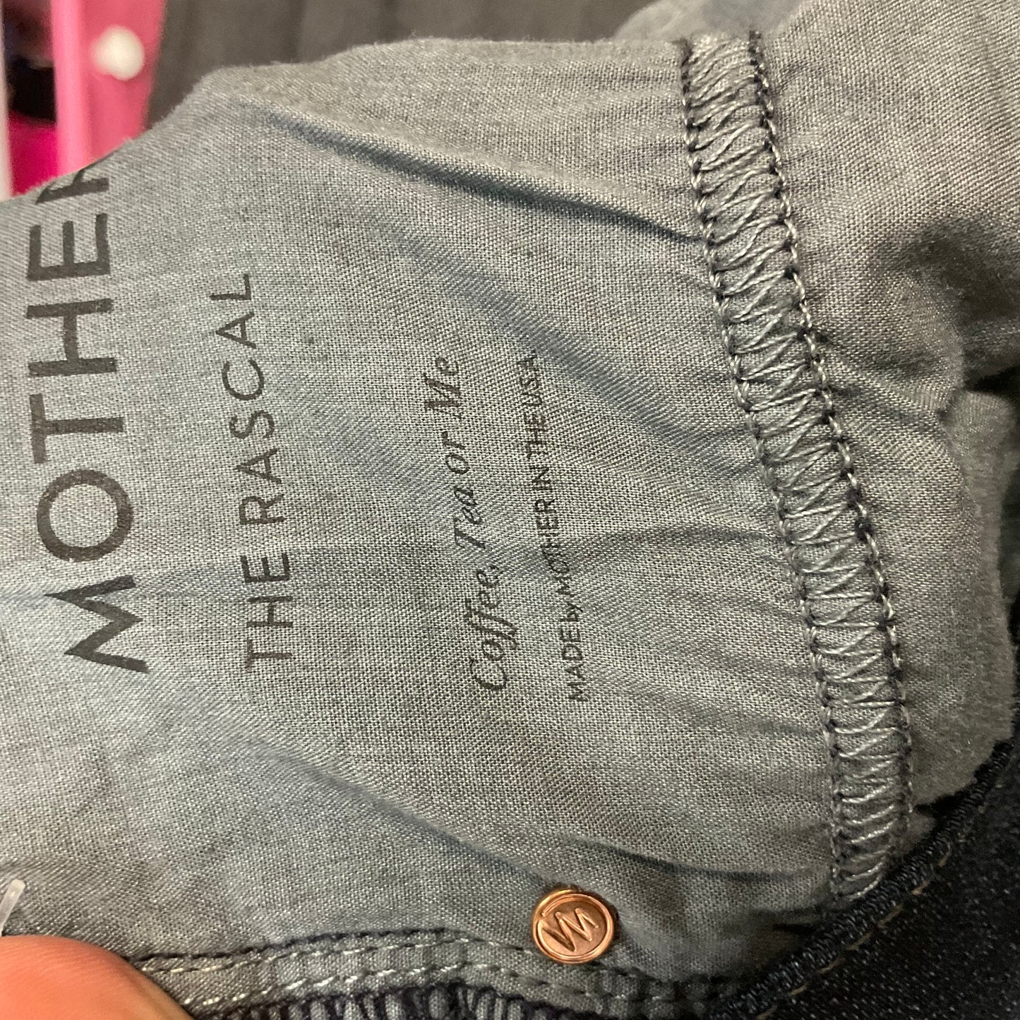 Jeans Straight By Mother Jeans In Blue Denim, Size: 14