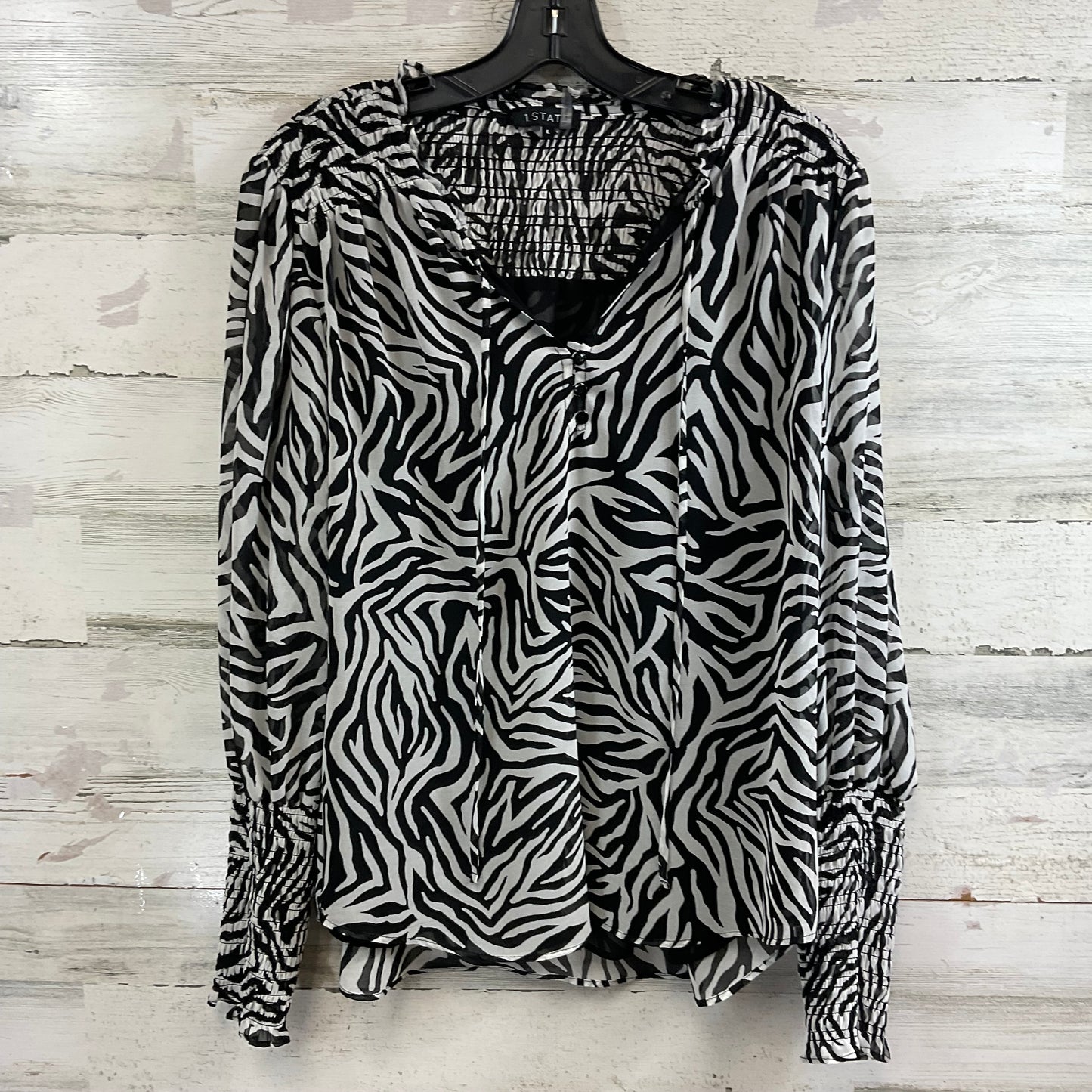 Top Long Sleeve By 1.state In Black & White, Size: L