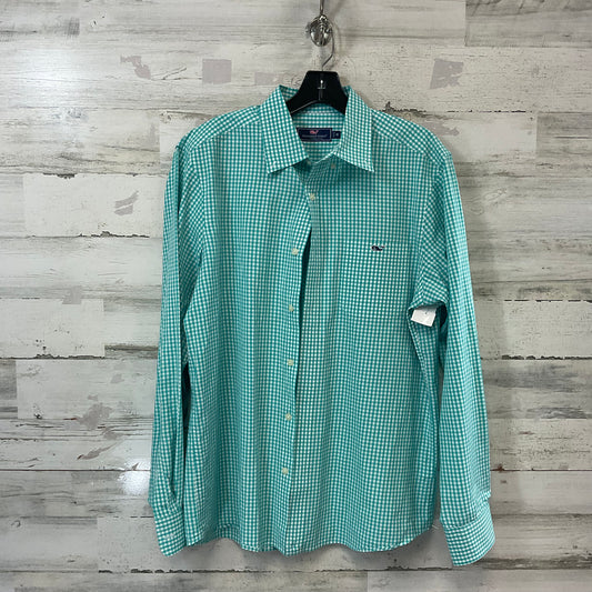 Blouse Long Sleeve By Vineyard Vines In Green & White, Size: M