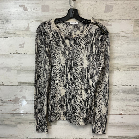 Top Long Sleeve By Equipment In Black & Cream, Size: L