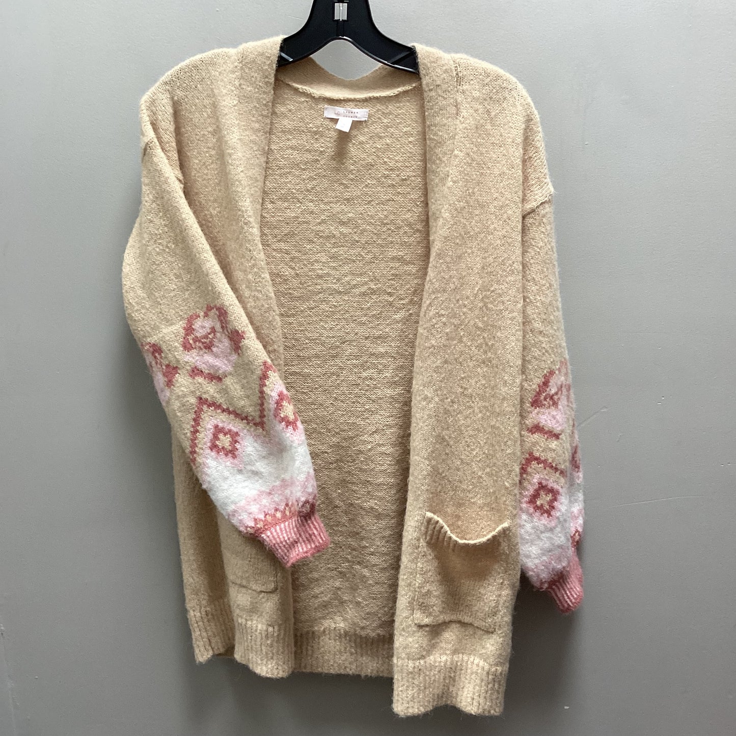 Sweater Cardigan By Lc Lauren Conrad In Brown & Pink, Size: S