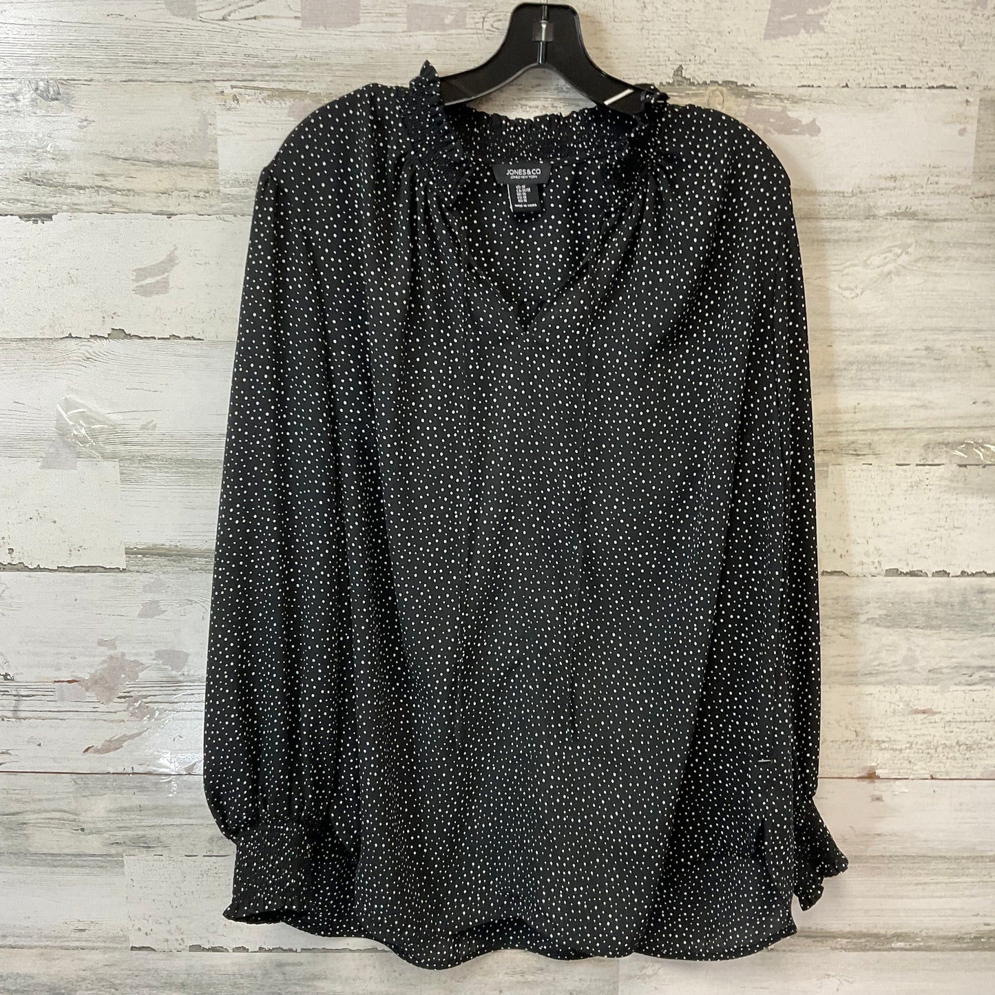 Top Long Sleeve By Jones And Co In Black & White, Size: 1x