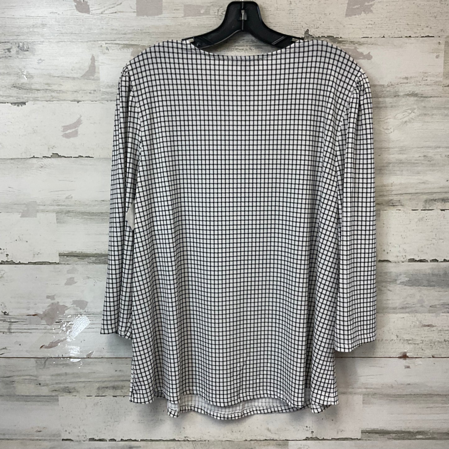 Top Long Sleeve By Adrianna Papell In Black & White, Size: 1x