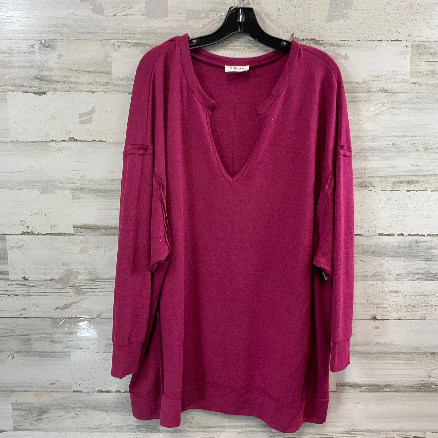 Top Long Sleeve By Andree By Unit In Purple, Size: 2x