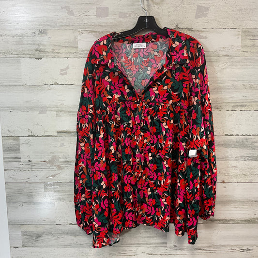 Blouse Long Sleeve By EMILY WONDER In Red, Size: 3x