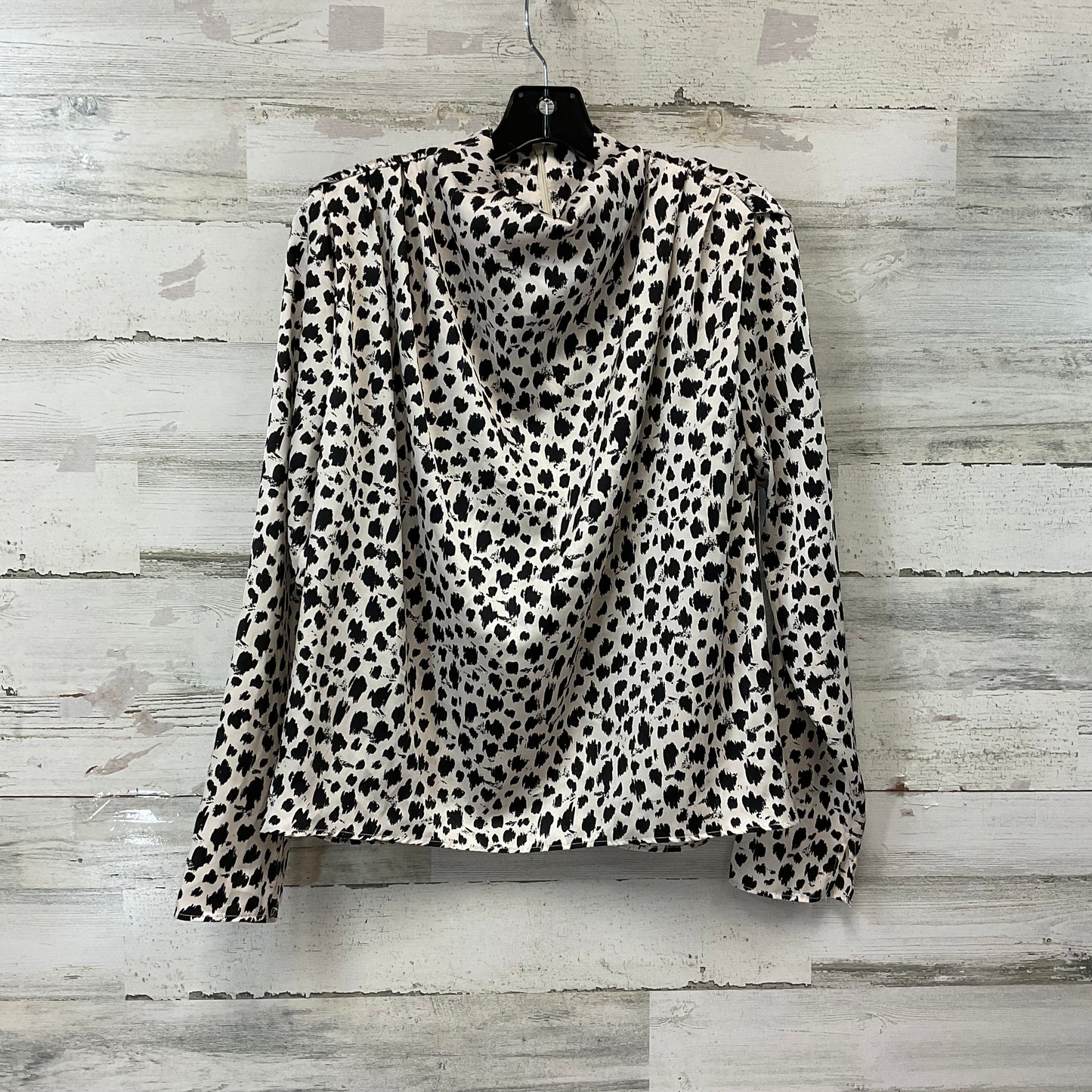 Top Long Sleeve By Zara In Black & Cream, Size: M