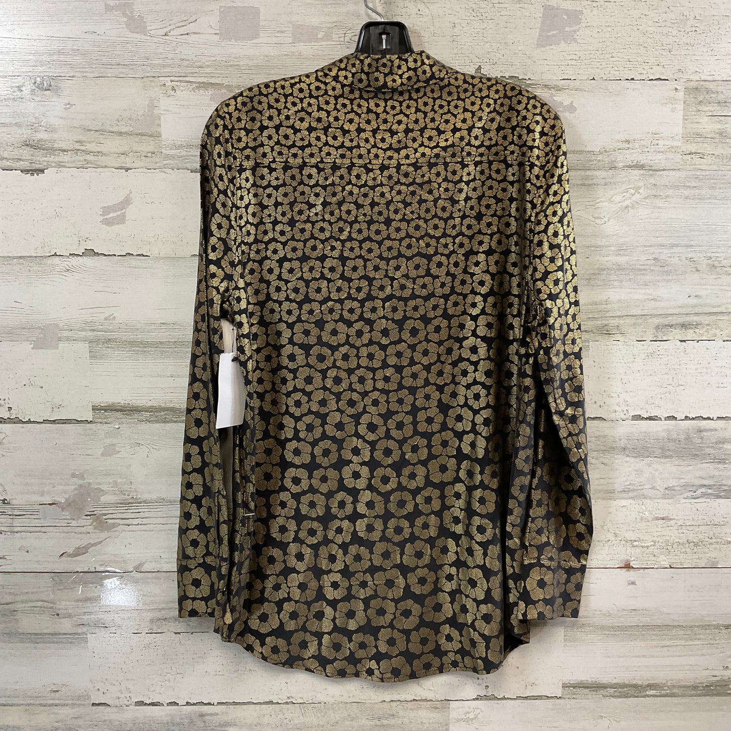 Blouse Long Sleeve By Equipment In Black & Gold, Size: S