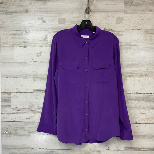 Blouse Long Sleeve By Equipment In Purple, Size: Xl