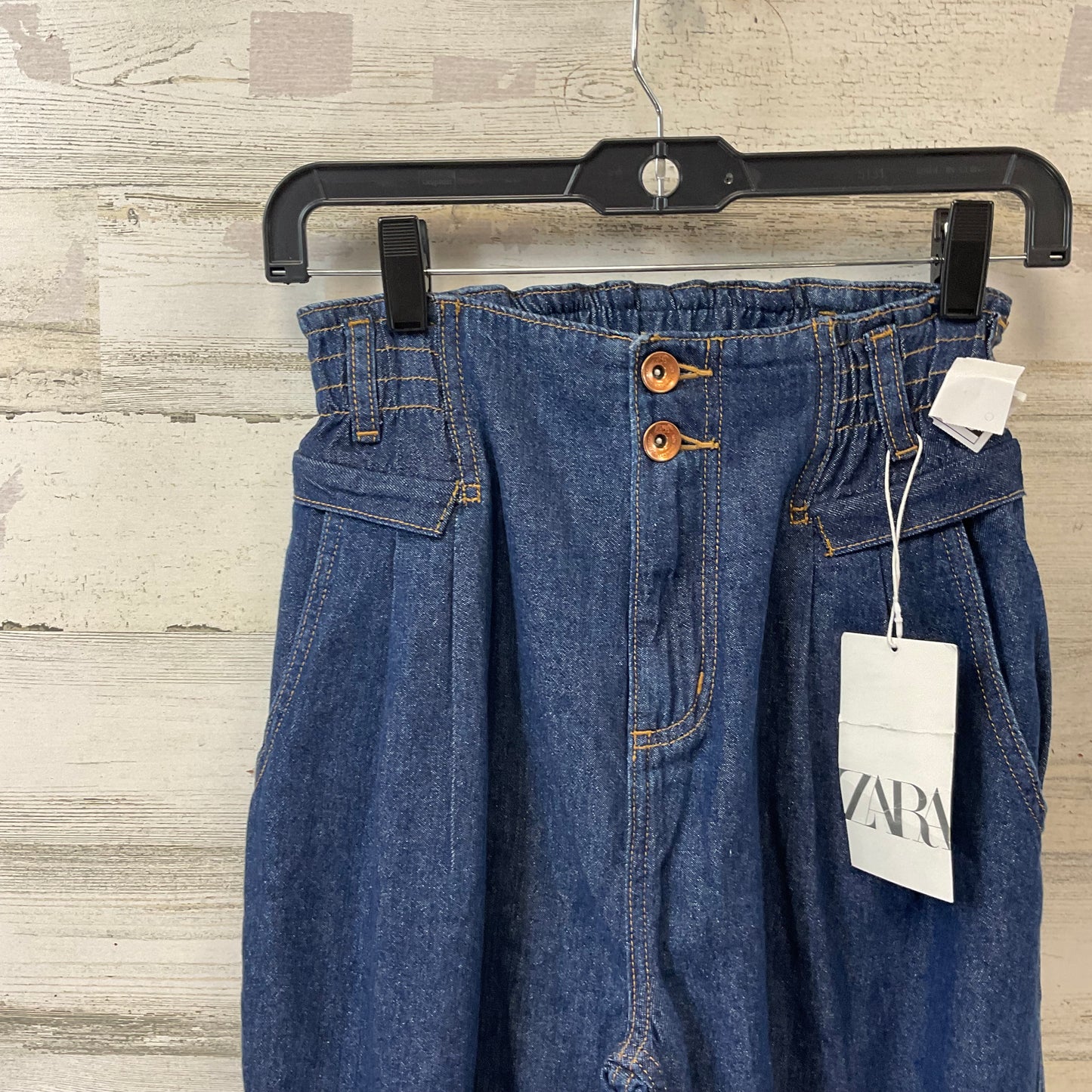 Jeans Straight By Zara In Blue Denim, Size: S