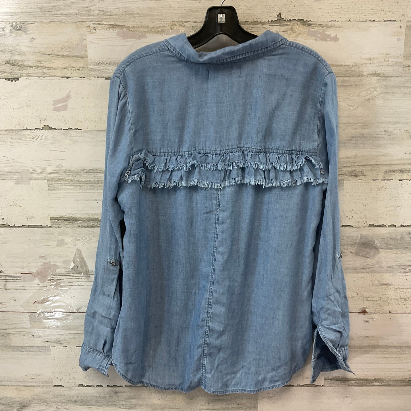 Blouse Long Sleeve By BILLY T In Blue Denim, Size: M