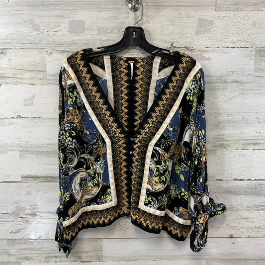 Top 3/4 Sleeve By Free People In Black & Blue, Size: M